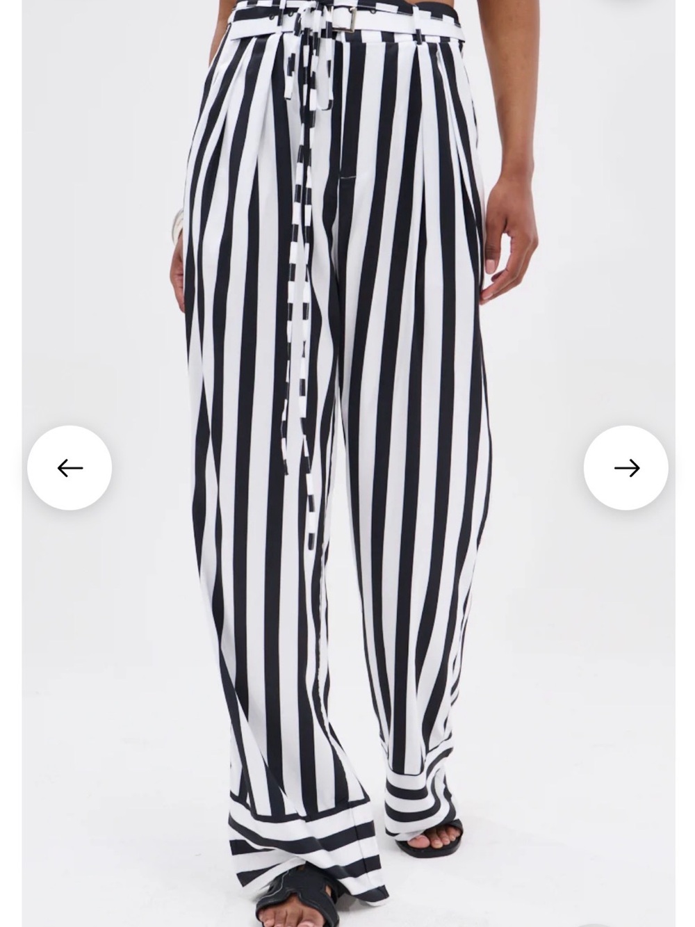 AKIRA Black and White Vertical Stripe Wide Leg Pants - Picture 2 of 4